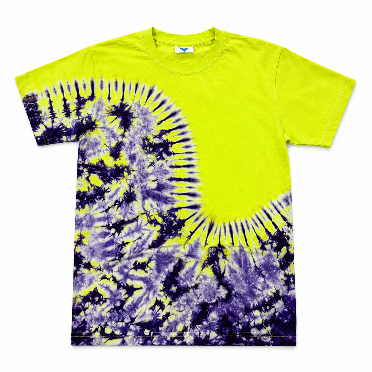 Neon Yellow Purple Spiral Tie-Dye T-Shirt