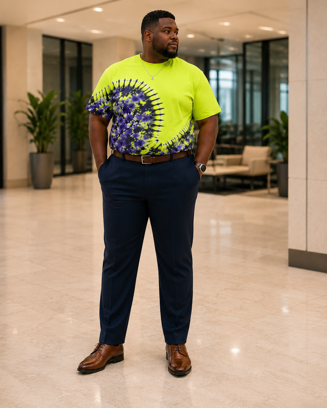 Neon Yellow Purple Spiral Tie-Dye T-Shirt